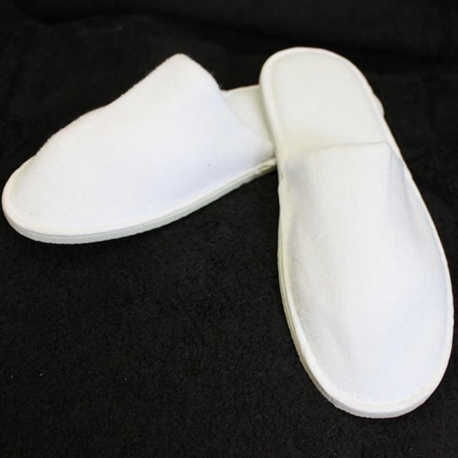 [SLIPBCL1 WHITE (STOCLBB01)] Slipper white towelling closed toe 28cm
